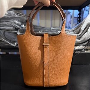 Tan Leather Tote Bag